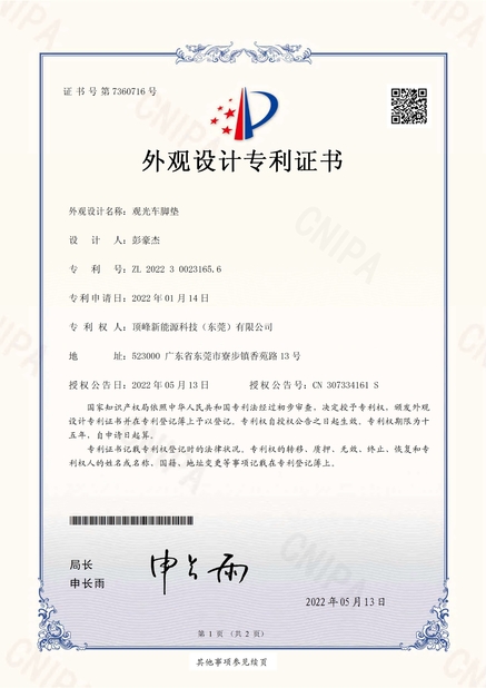 Chiny TOP GOLF CO.,LTD Certyfikaty